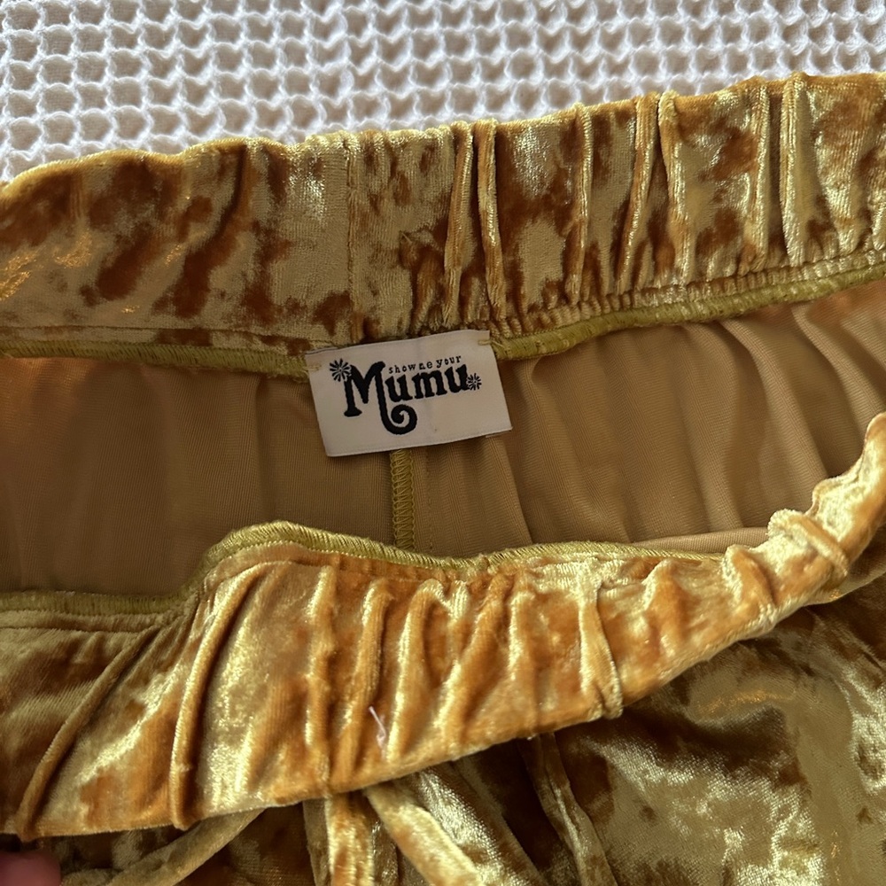 Show Me Your Mumu Crushed Gold Velvet Pants